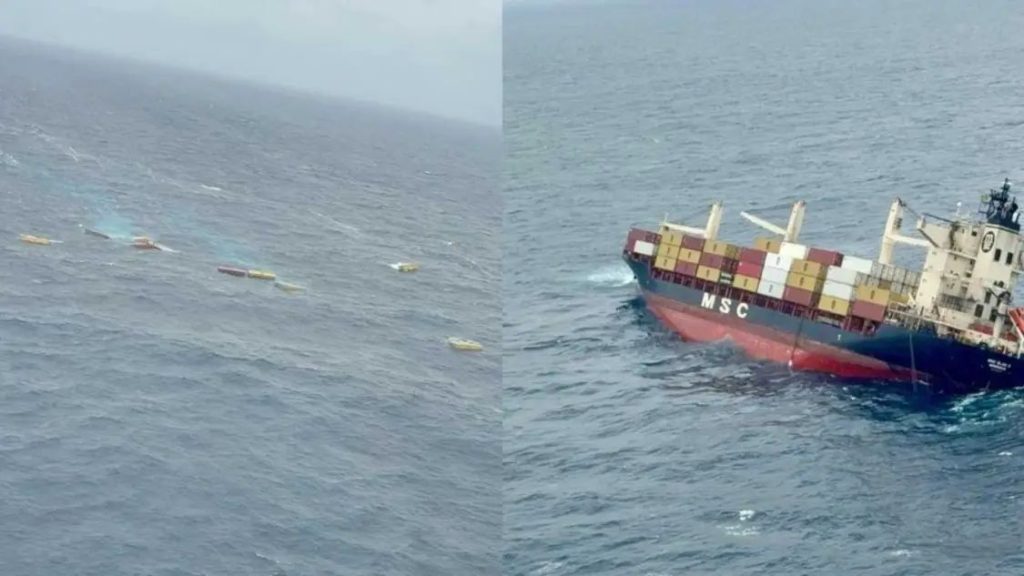 കൊച്ചിക്കടുത്ത് ചരക്ക് കപ്പല് ചെരിഞ്ഞു: കാര്ഗോ കടലില് വീണ് ‘അപകട വസ്തു’ ചോര്ന്നു