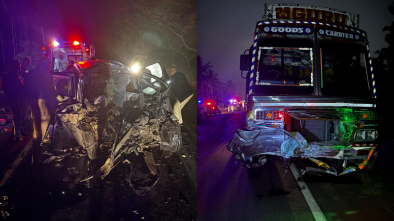 നിയന്ത്രണം വിട്ട കാർ ലോറിയിലിടിച്ച് അപകടം; മൂന്ന് പേർ മരിച്ചു